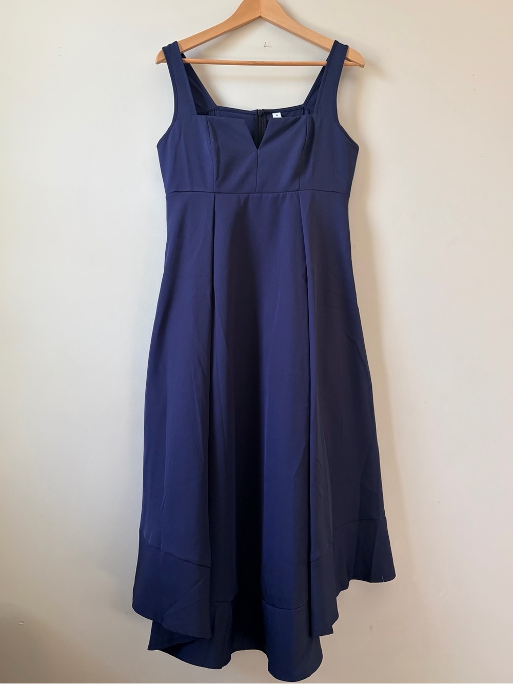 Classic Navy Square-Neck Midi Dress WITH POCKETS